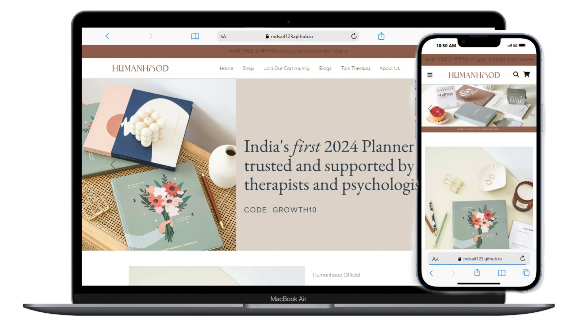 Human Hood — Responsive Website project screenshot